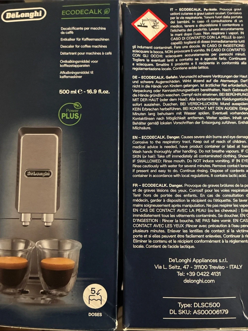 De'Longhi EcoDecalk Descaler for Coffee Machines - Gray/Black Box 2 pack